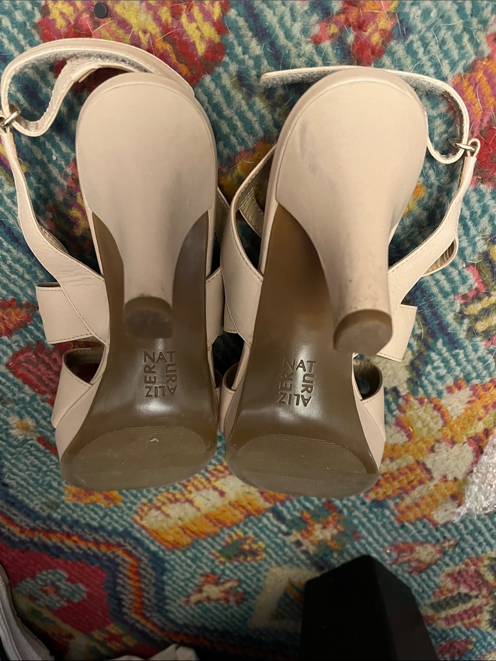 Naturalizer Women's Velcro Strappy Heeled Sandals in Light Cream - Picture 6 of 7